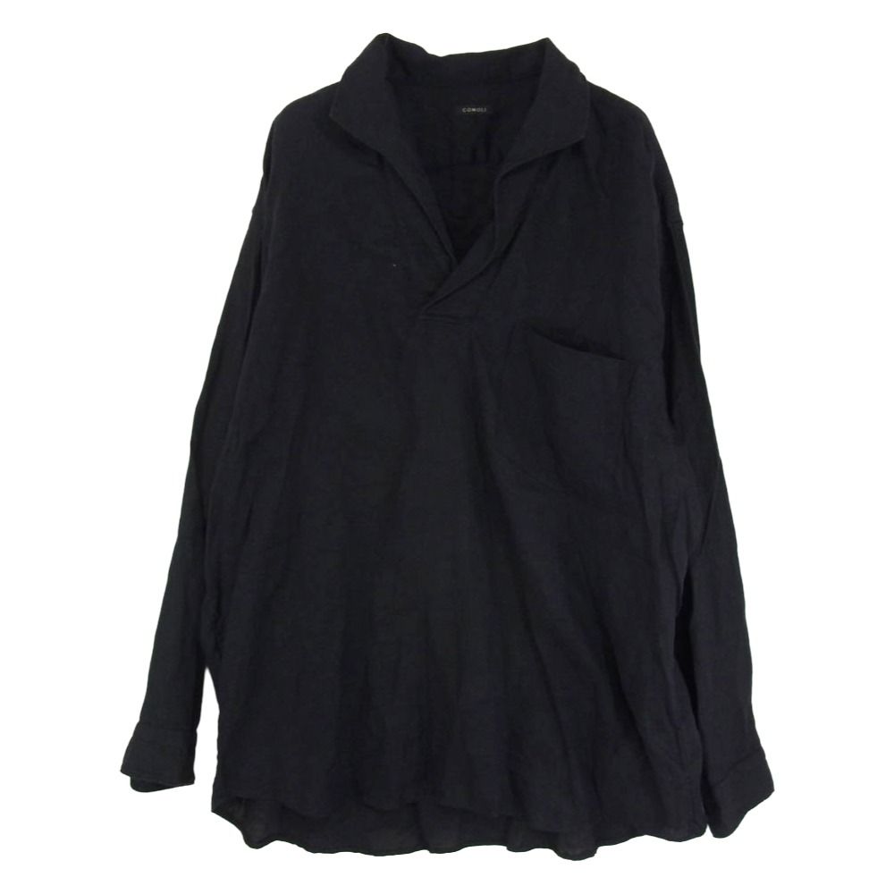 COMOLI コモリ 23 SS X 01-02025 リネンツイル スキッパーシャツ 長袖シャツ ダークネイビー系 3