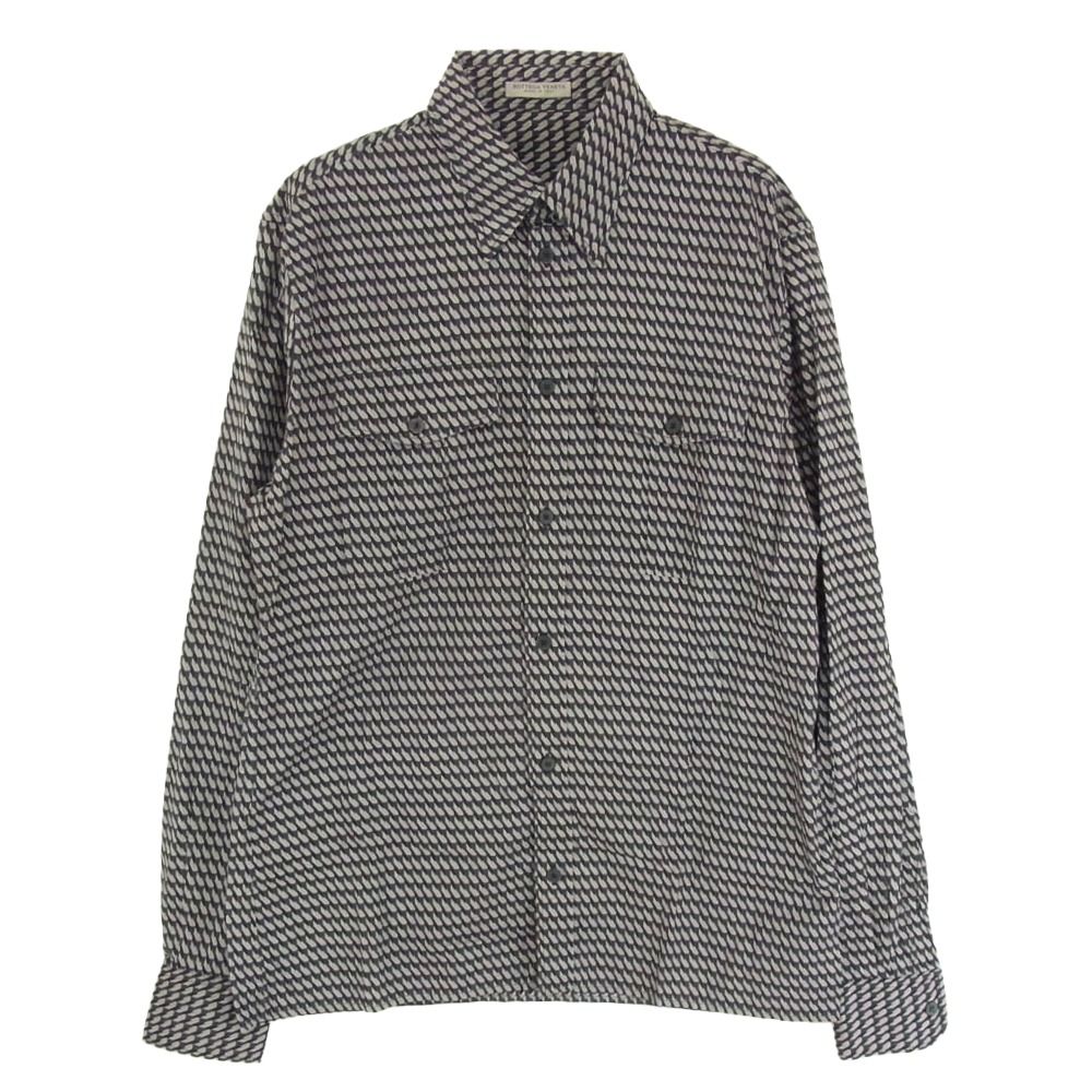 BOTTEGAVENETA ボッテガヴェネタ 478764 V0KT0 総柄 長袖 シャツ ブラック系 グレー系 39