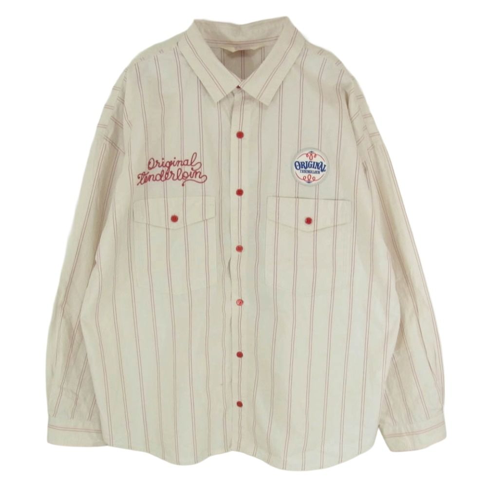 TENDERLOIN テンダーロイン 19SS STRIPE WORK SHT NATIONAL ストライプ ワークシャツ 長袖シャツ ベージュ系 S
