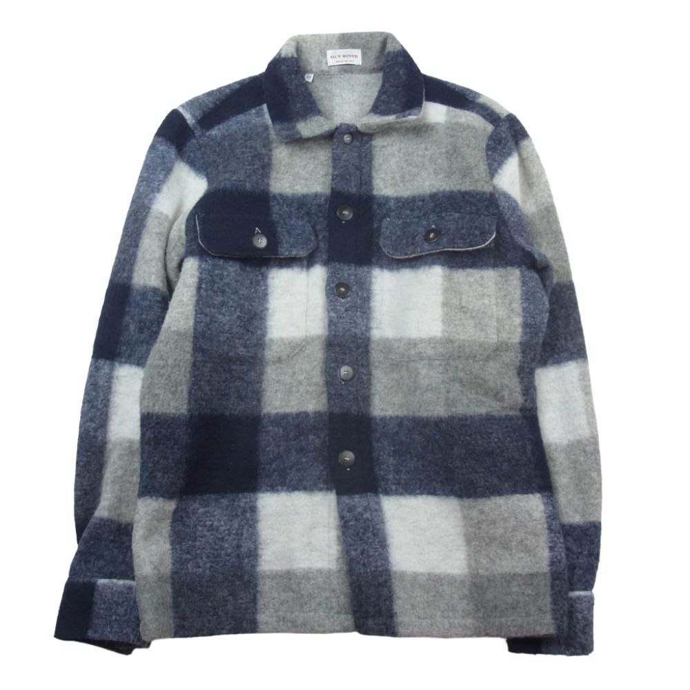 GUY ROVER ギローバー 522707 BEAMS ビームス別注 イタリア製 WOOL BUFFALO CHECK BLOUSON バッファローチェック ウール シャツ ジャケット ブルゾン ネイビー系 グレー系 ホワイト系 M