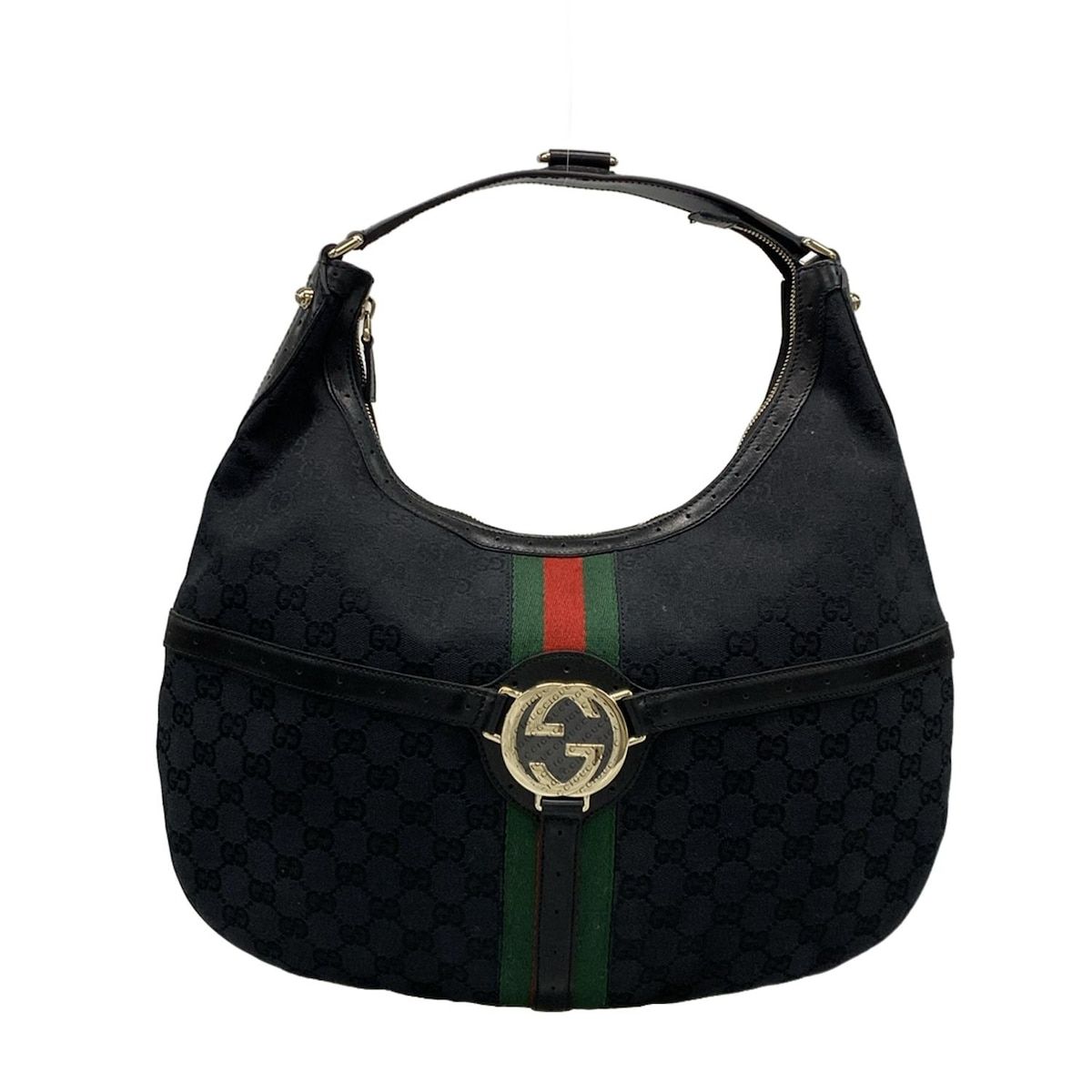 GUCCI グッチ ショルダーバッグ ダブルG GG柄 シェリー 114871 黒 レザー