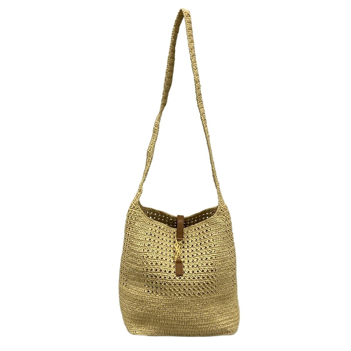 SAINT LAURENT PARIS サンローランパリ ショルダーバッグ ホーボーバッグ 690941 ベージュ×ブラウン 斜めがけ レザー