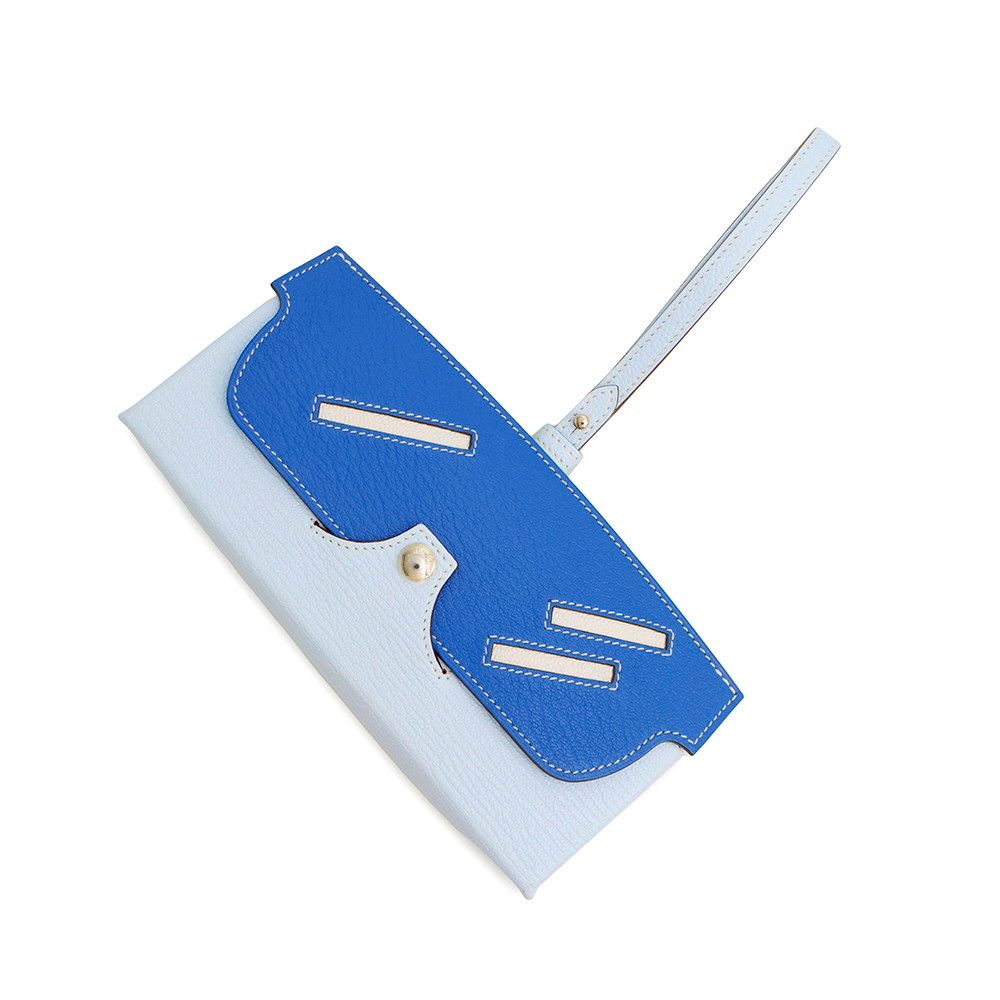 エルメス メガネケース インザループ ウィンク ブルーブリュム ブルーイドラ モーヴシルベストル ケブラコ シルバー金具 シェブルミゾル U刻印