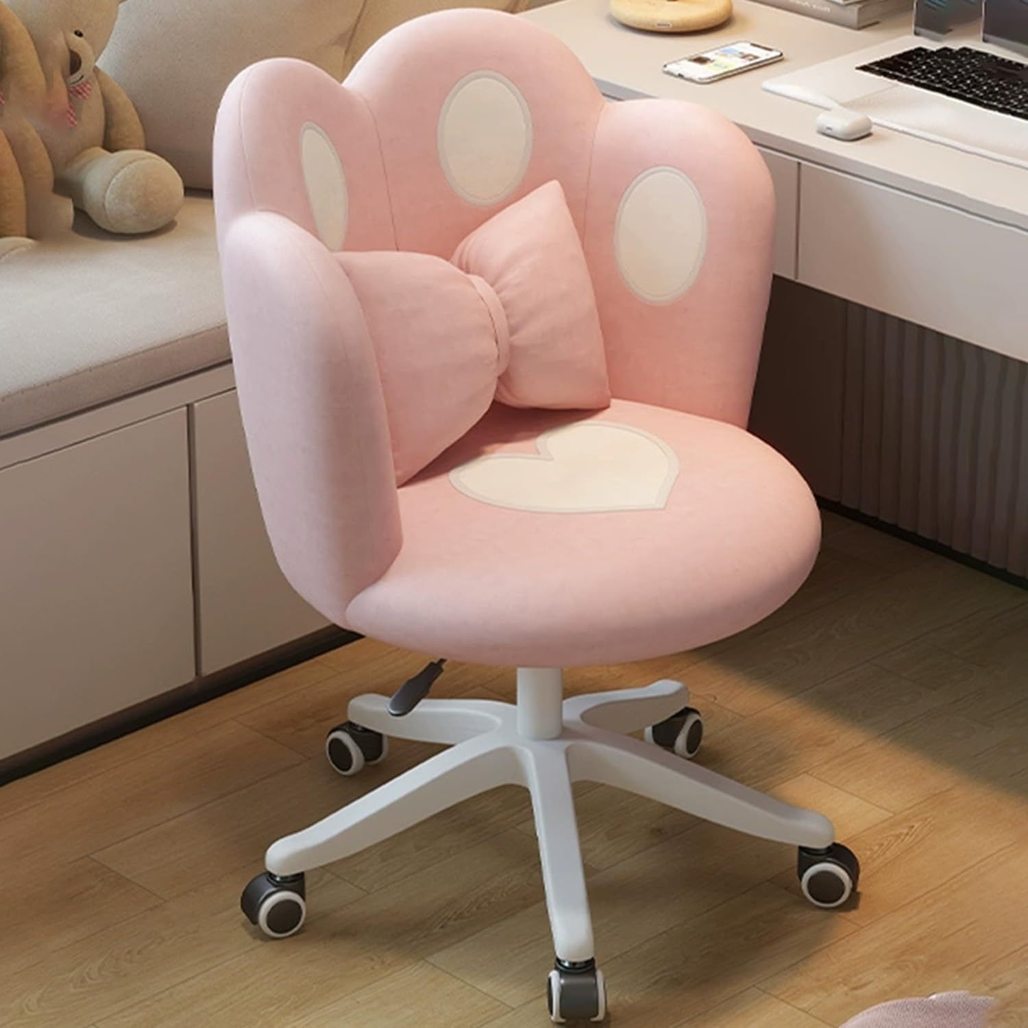 デスクチェア パソコンチェア ホームオフィスチェア 化粧椅子 昇降式 イス オシャレ 回転 イス 腰クッション付き 疲れない 女性 学習椅子 キャスター付き