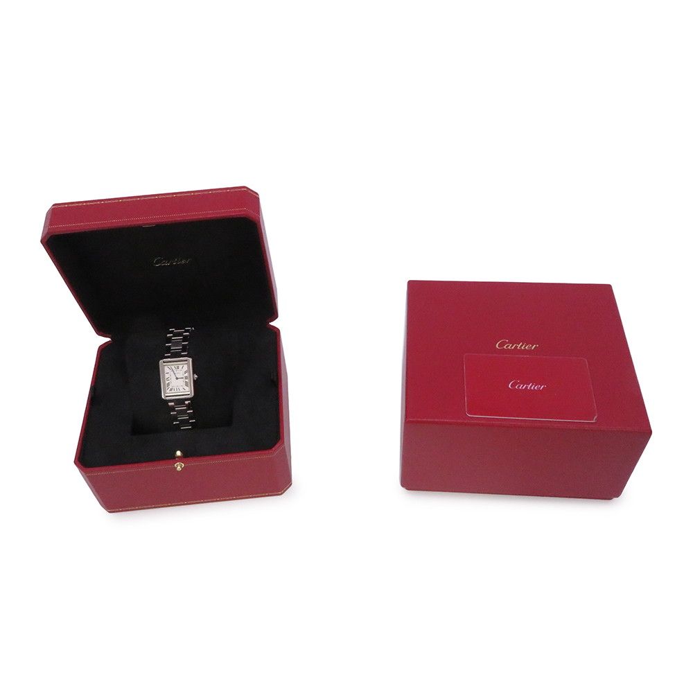  カルティエ タンクソロ SM Cartier 腕時計 シルバー文字盤 腕時計(デジタル) 時計