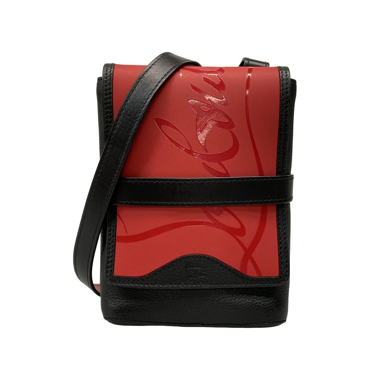 CHRISTIAN LOUBOUTIN クリスチャンルブタン ショルダーバッグ ベンチリポーター 黒×レッド ミニバッグ レザー