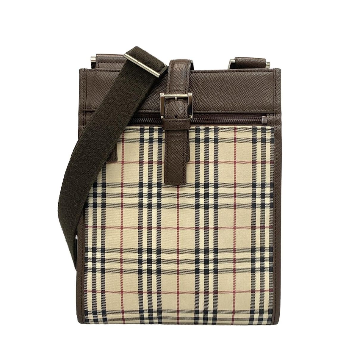BURBERRY Burberry バーバリー ショルダーバッグ - ベージュ×ダークブラウン×マルチ チェック柄 レザー