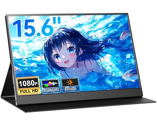 モバイルモニター 15.6インチ 1920×1080 FHD ポータブルディスプレイ 薄型軽量 サブモニター 非光沢IPSパネル マグネット保護カバー付き HDRモード スピーカー内蔵 Type-C HDMI端子 PS4 PS5 XBOX Switch PCs