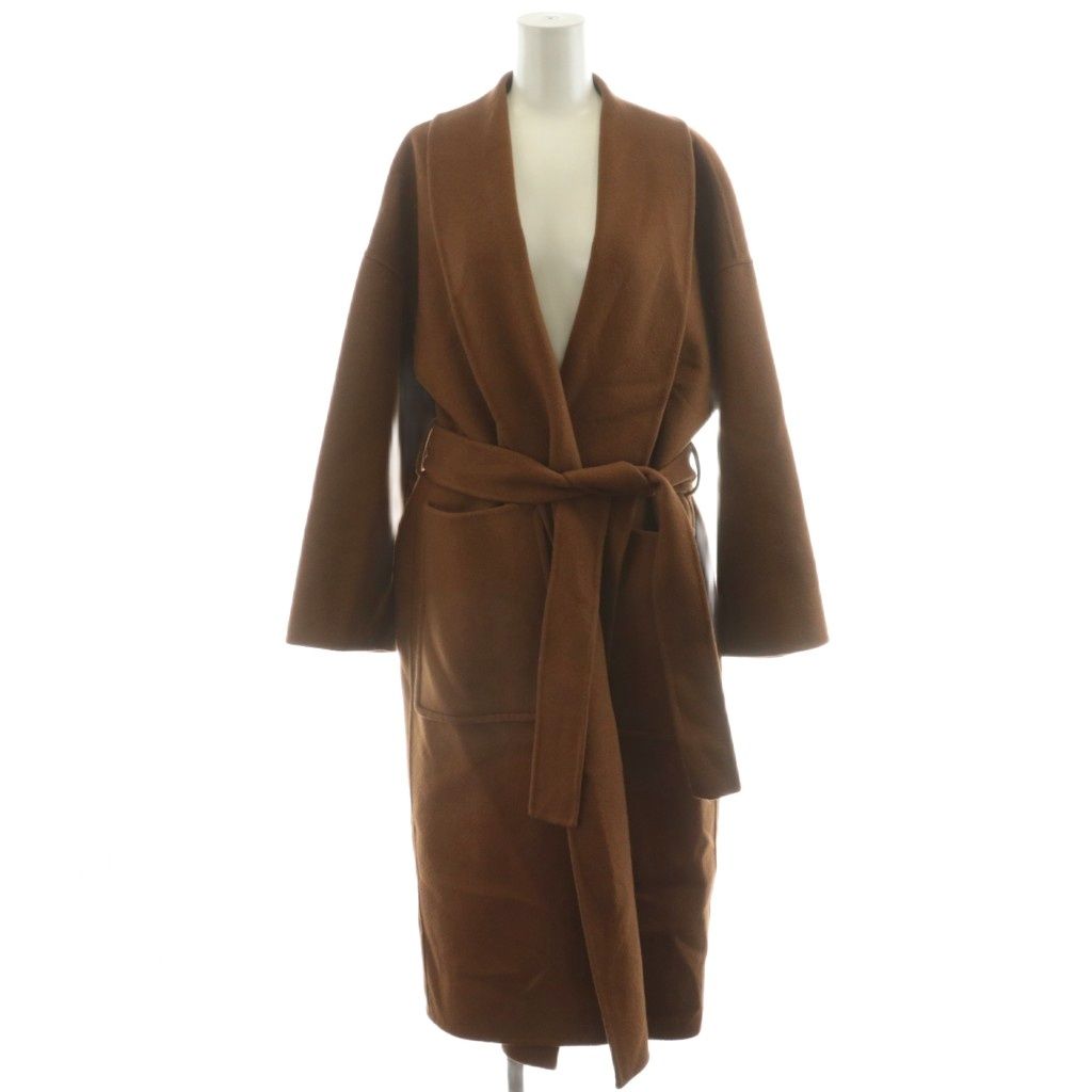 デプレ DES PRES トゥモローランド ダブルフェイスメルトンビーバー ベルデッドコート ロング丈 ウール アウター 34 茶 ブラウン 22-08-14-08302 AN 59