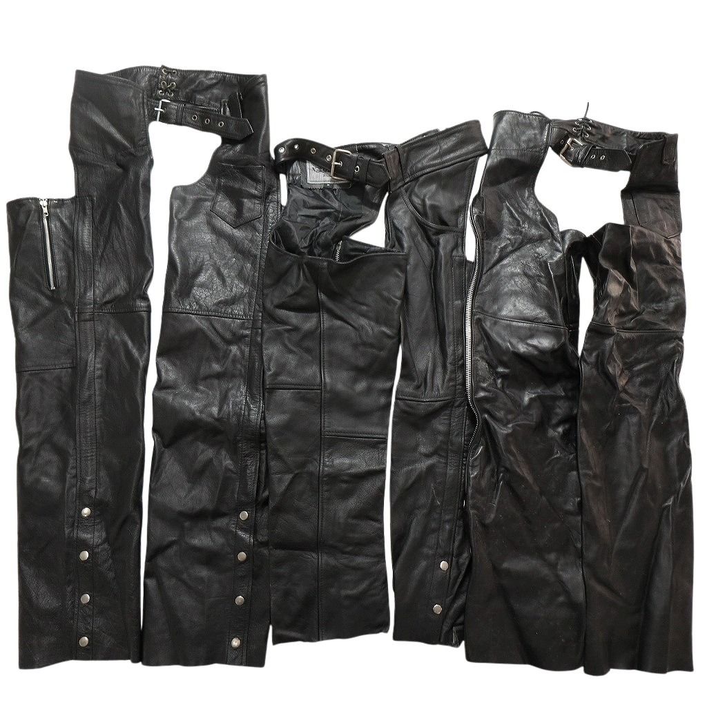 古着卸 レザー オーバーパンツ 3枚セット メンズ フルオープン バイク ストレート 古着 NC6096