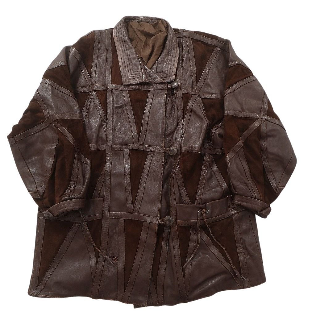 古着卸 レザー ジャケット MIX 2枚セット レディース パッチワーク ブラック ブラウン 古着 NC6112