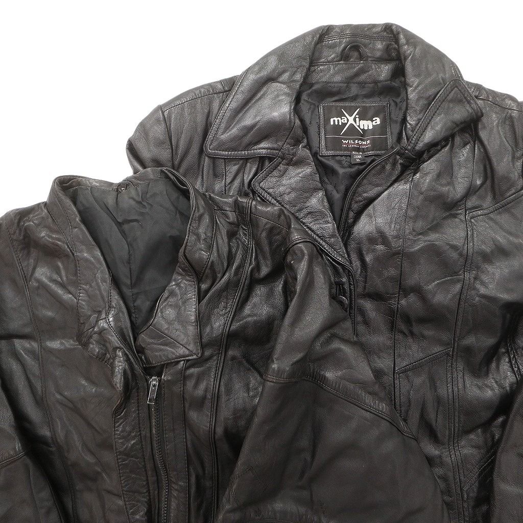 古着卸 レザー ジャケット MIX 2枚セット レディース ウィルソンズ ブラック 古着 NC6109