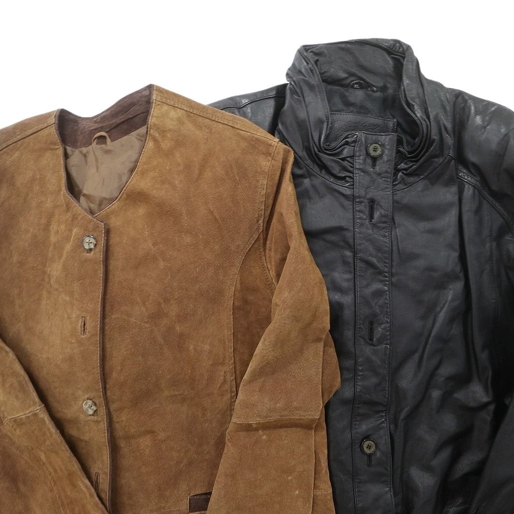 古着卸 レザー ジャケット MIX 2枚セット レディース ブラック スタンド ノー 古着 NC6107