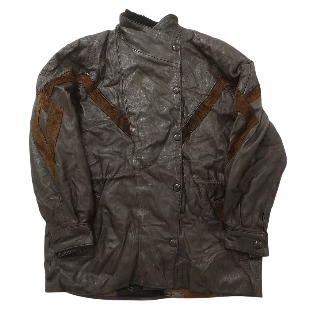 古着卸 レザー ジャケット MIX 2枚セット レディース スタンド 切り替え フルジップ 古着 NC6106