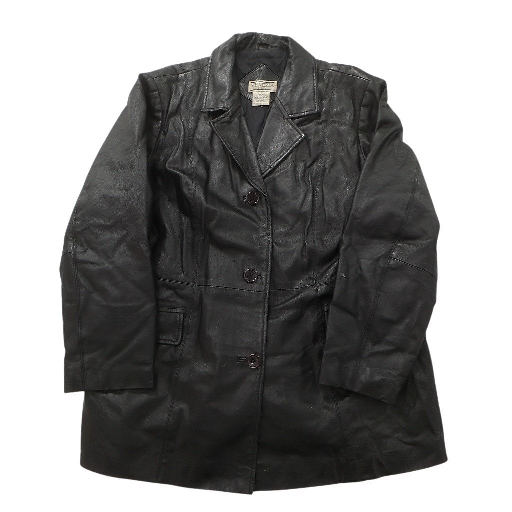 古着卸 レザー ジャケット MIX 2枚セット レディース ダブルブレスト テーラード ブラック 古着 NC6104