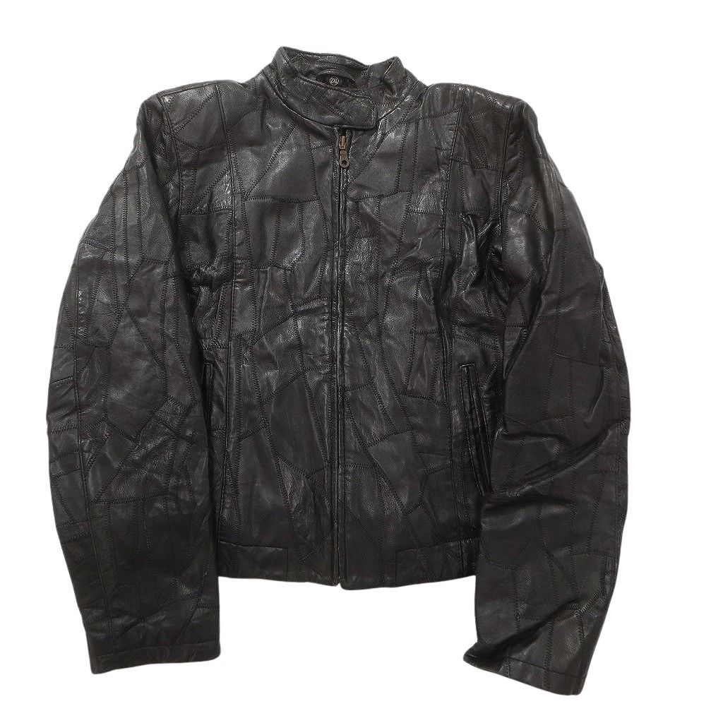 古着卸 レザー ジャケット MIX 2枚セット レディース スタンド フルジップ つぎはぎ加工 古着 NC6103