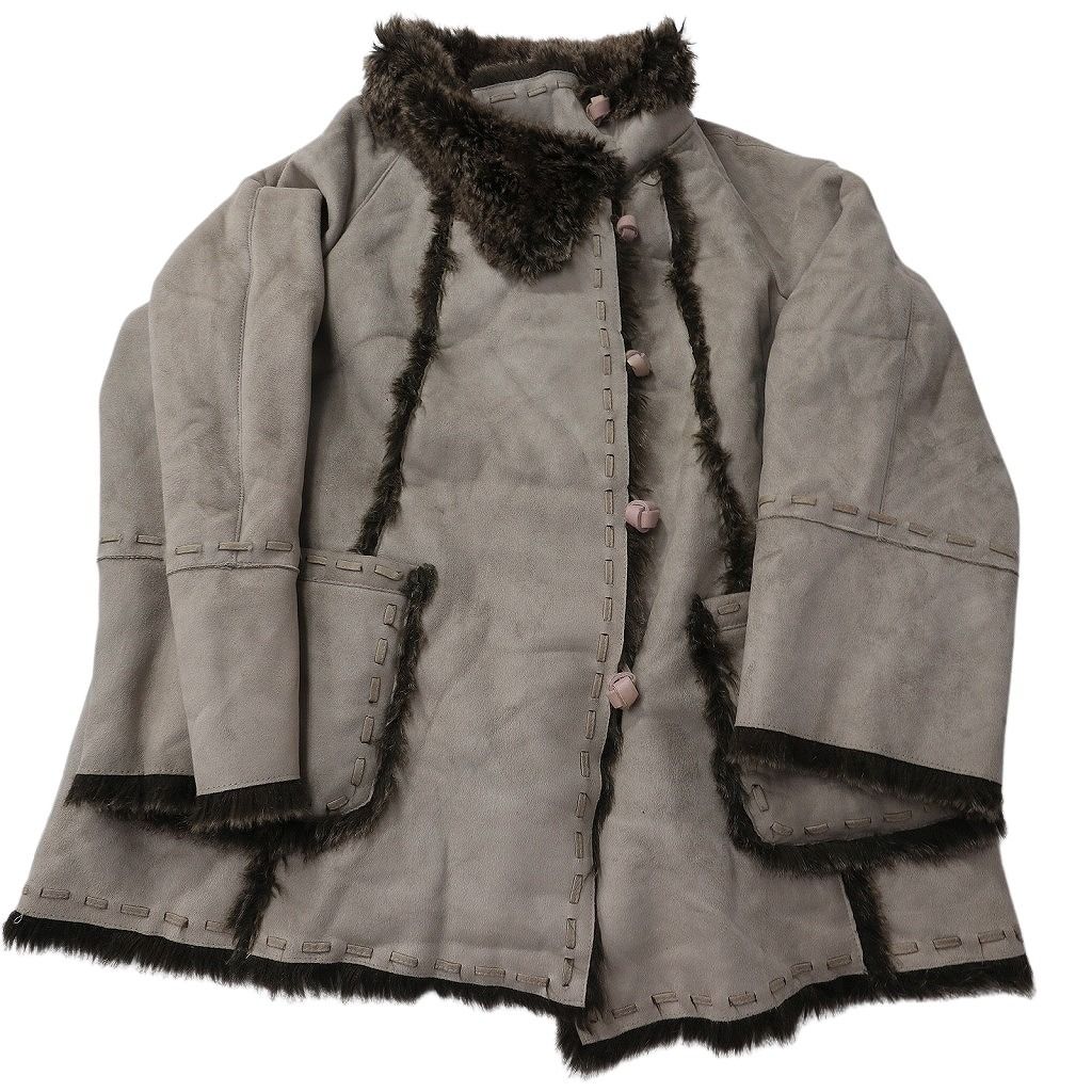 古着卸 レザー コート MIX 2枚セット レディース ガウン ブラック ファー 古着 NC6154