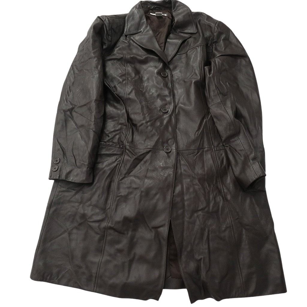 古着卸 レザー コート MIX 2枚セット レディース オープン 切り替え ブラック ロングコート 古着 NC6150