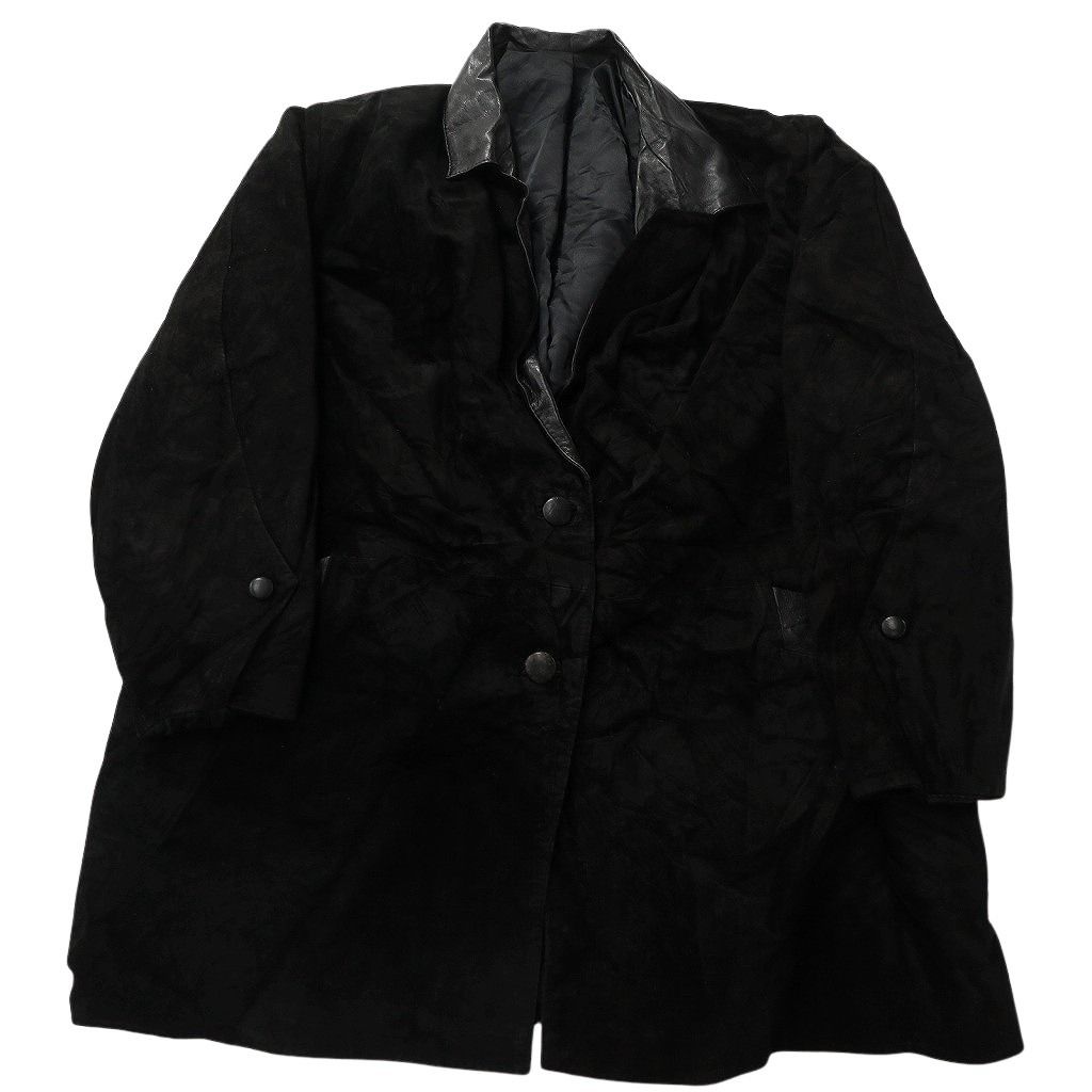 古着卸 レザー コート MIX 2枚セット レディース 比翼 フード ブラック ファー 古着 NC6149