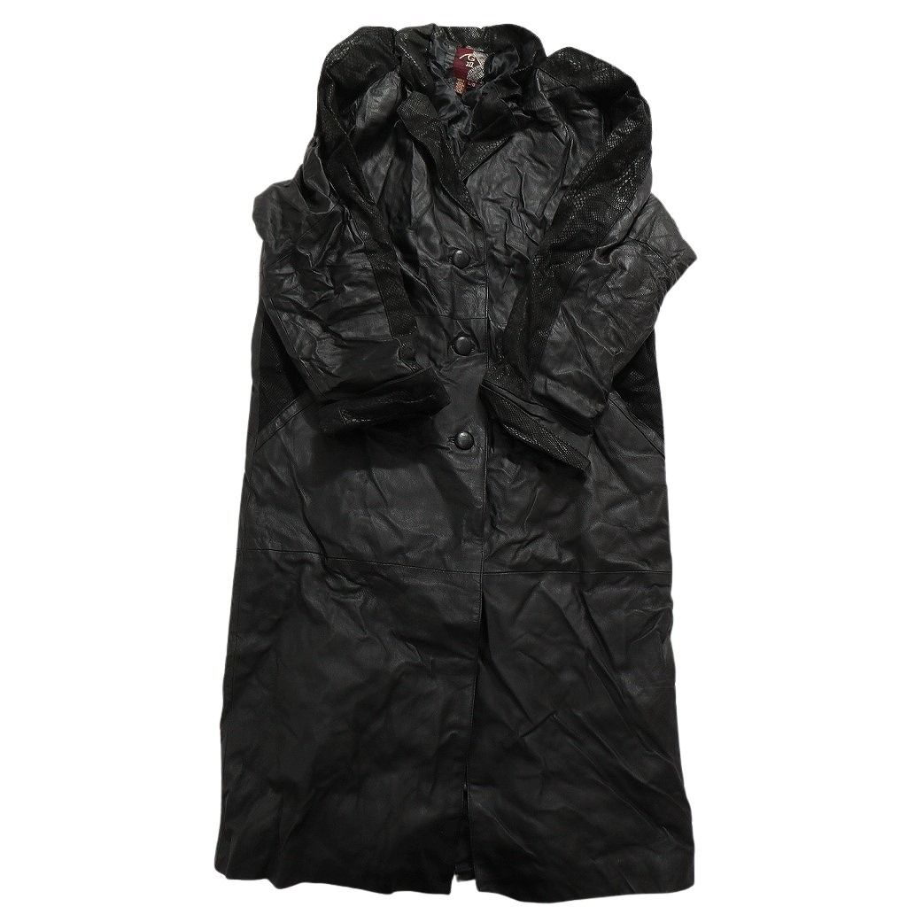 古着卸 レザー コート MIX 2枚セット レディース ジェニュインレザー ロング丈 ガウン 古着 NC6178