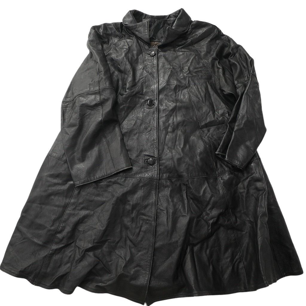 古着卸 レザー コート MIX 2枚セット レディース 襟付き ブラック つぎはぎ加工 古着 NC6147