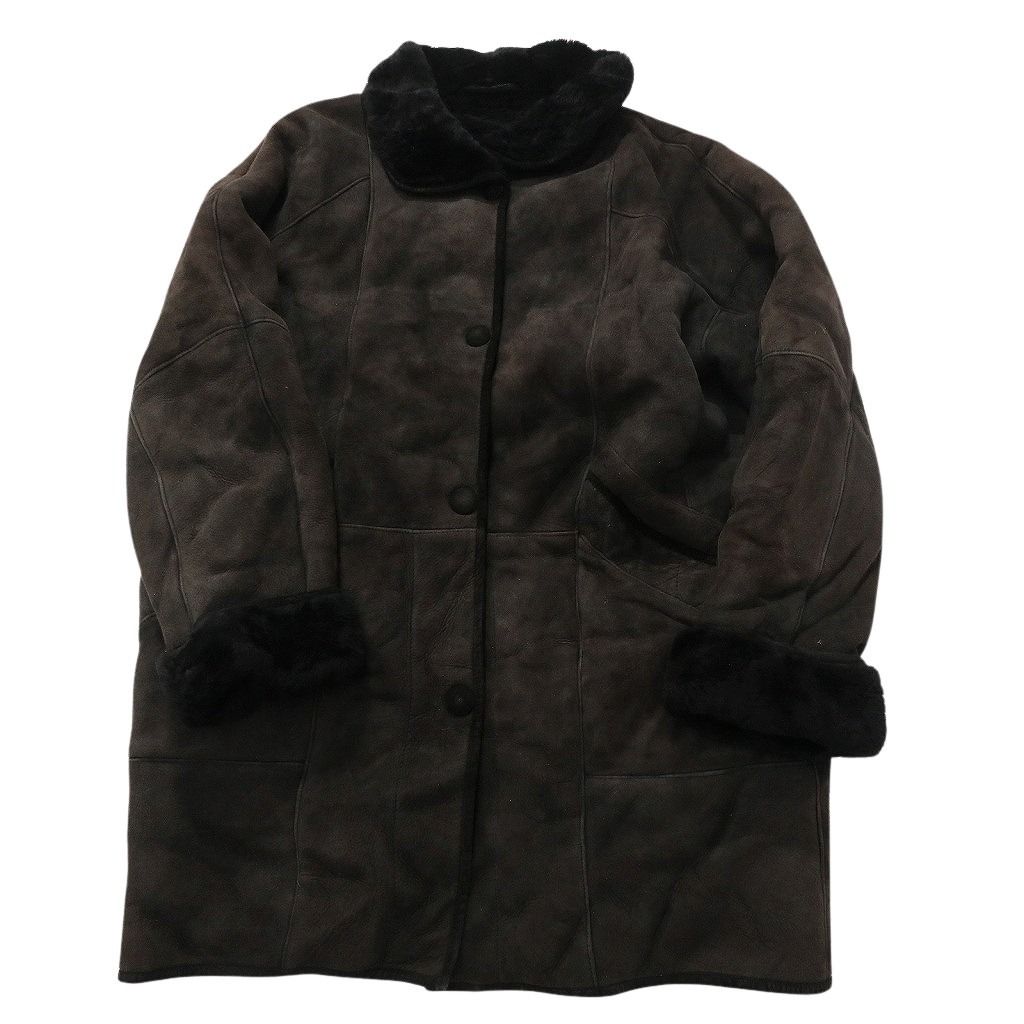 古着卸 レザー コート MIX 2枚セット レディース 切り替えデザイン ロング丈 ムートン 茶色 ブラック 古着 NC6191