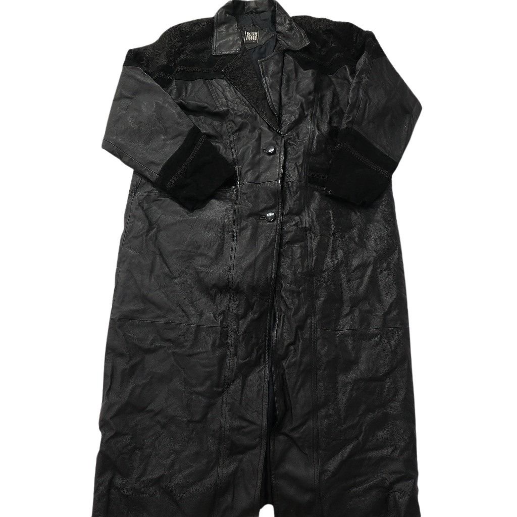 古着卸 レザー コート MIX 2枚セット レディース スエード ロング丈 ムートン 赤 ブラック 切り替え 古着 NC6188