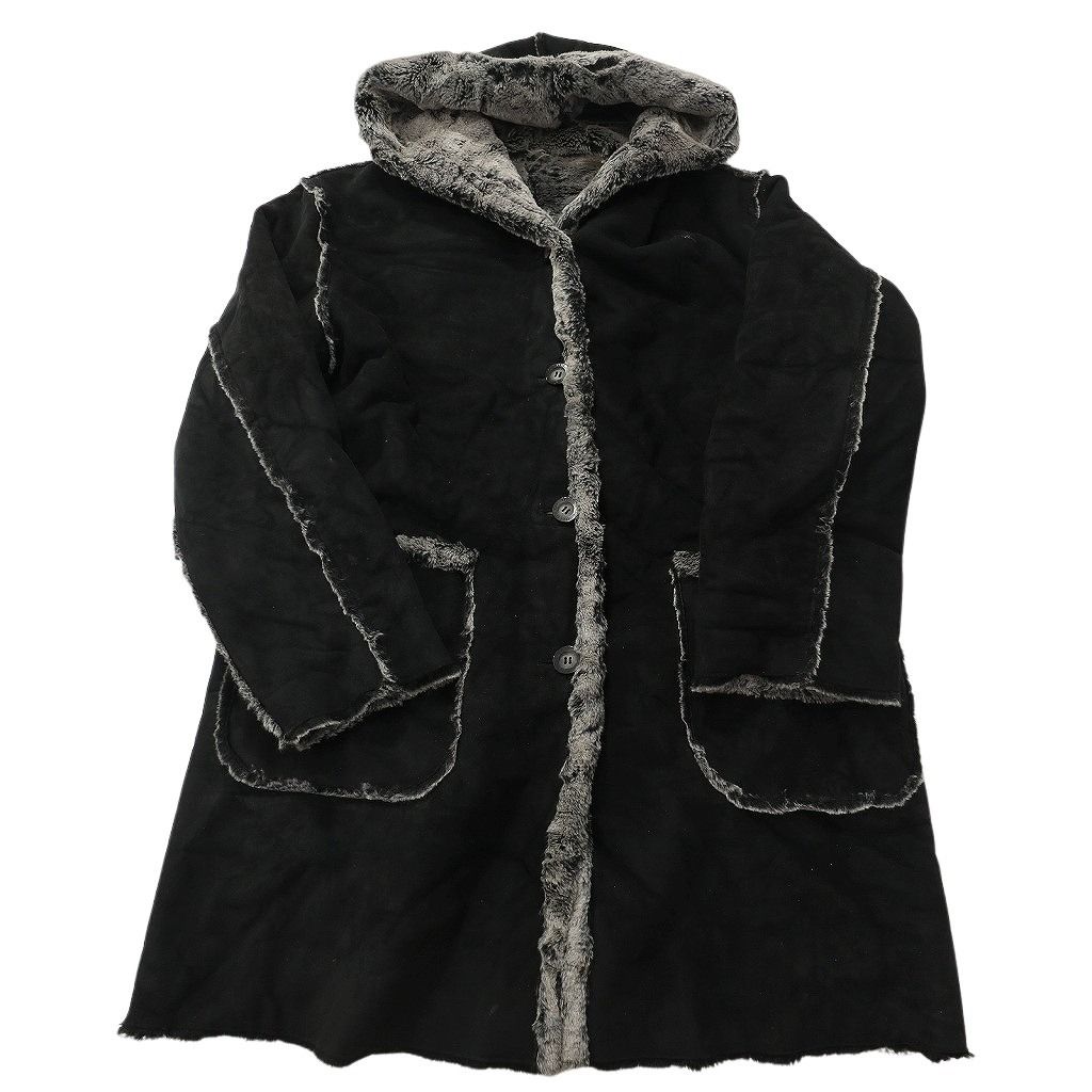 古着卸 レザー コート MIX 2枚セット レディース ムートン 茶色 スエード フーディー ブラック 古着 NC6187