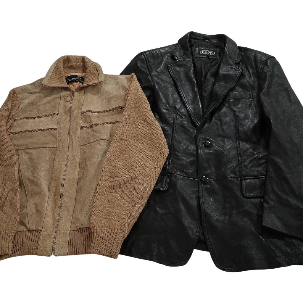 古着卸 まとめ売り レザー ジャケット 2枚セット (メンズ ) ブルゾン