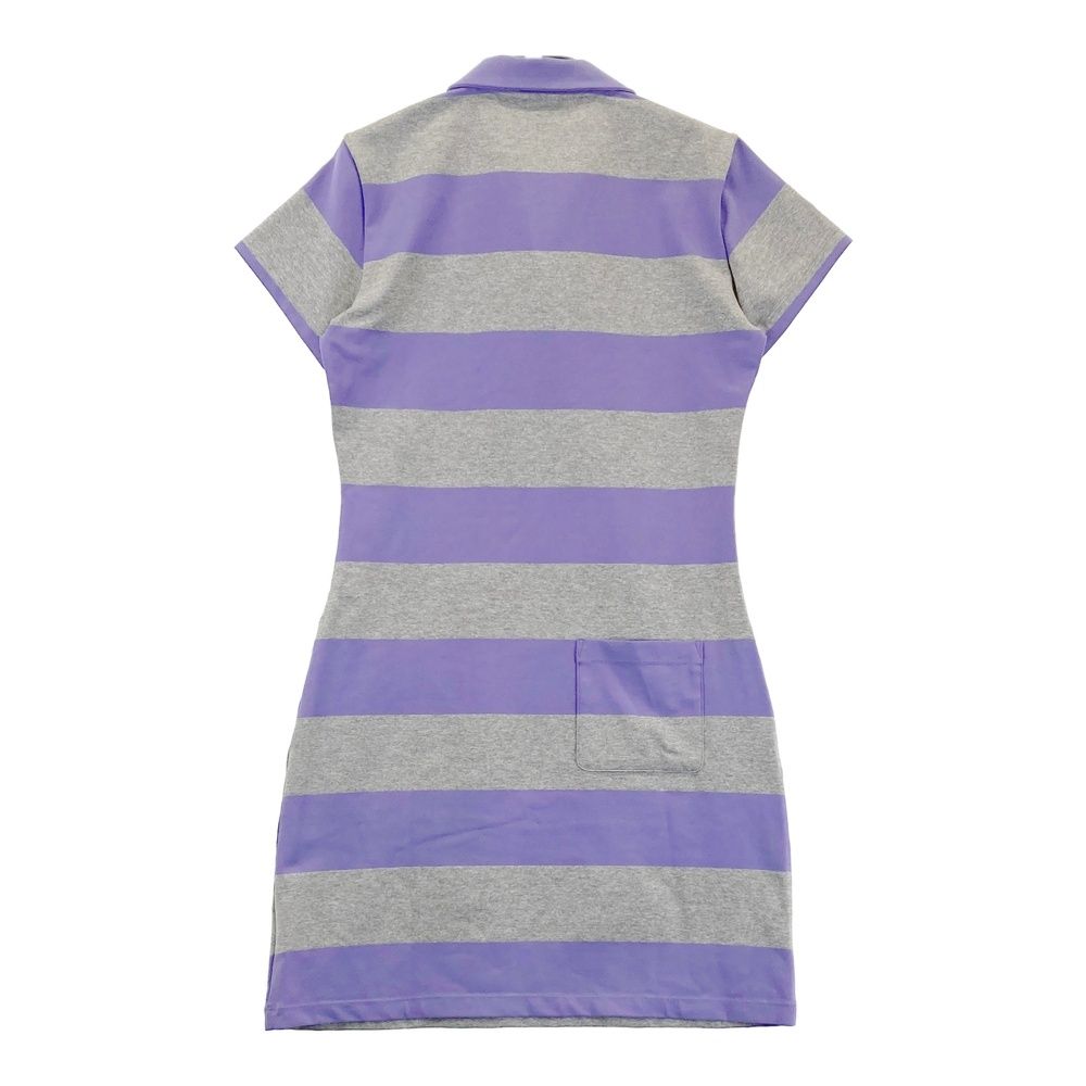サイズ S GOLF デサントゴルフ 半袖ワンピース ボーダー柄 パープル系 ゴルフウェア レディース ストスト