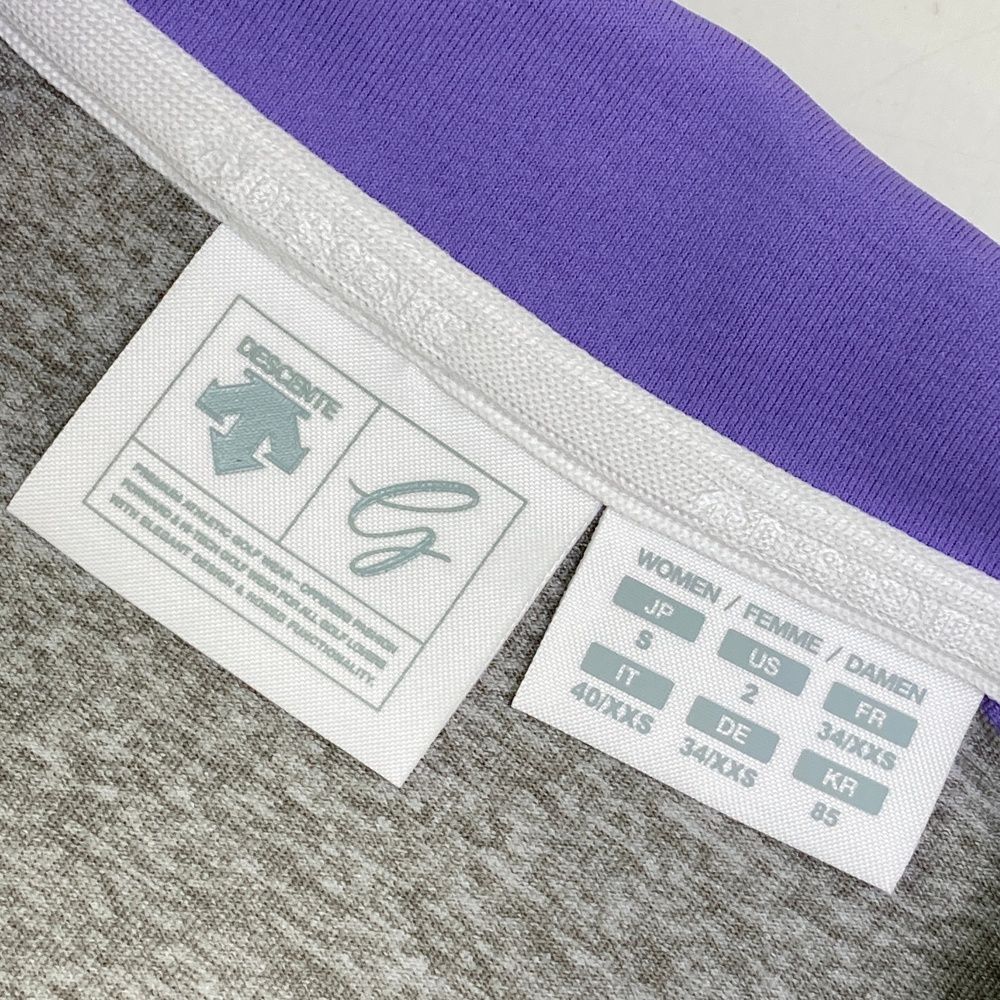  サイズ S GOLF デサントゴルフ 半袖ワンピース ボーダー柄 パープル系 ゴルフウェア レディース ストスト ワンピース レディースウェア