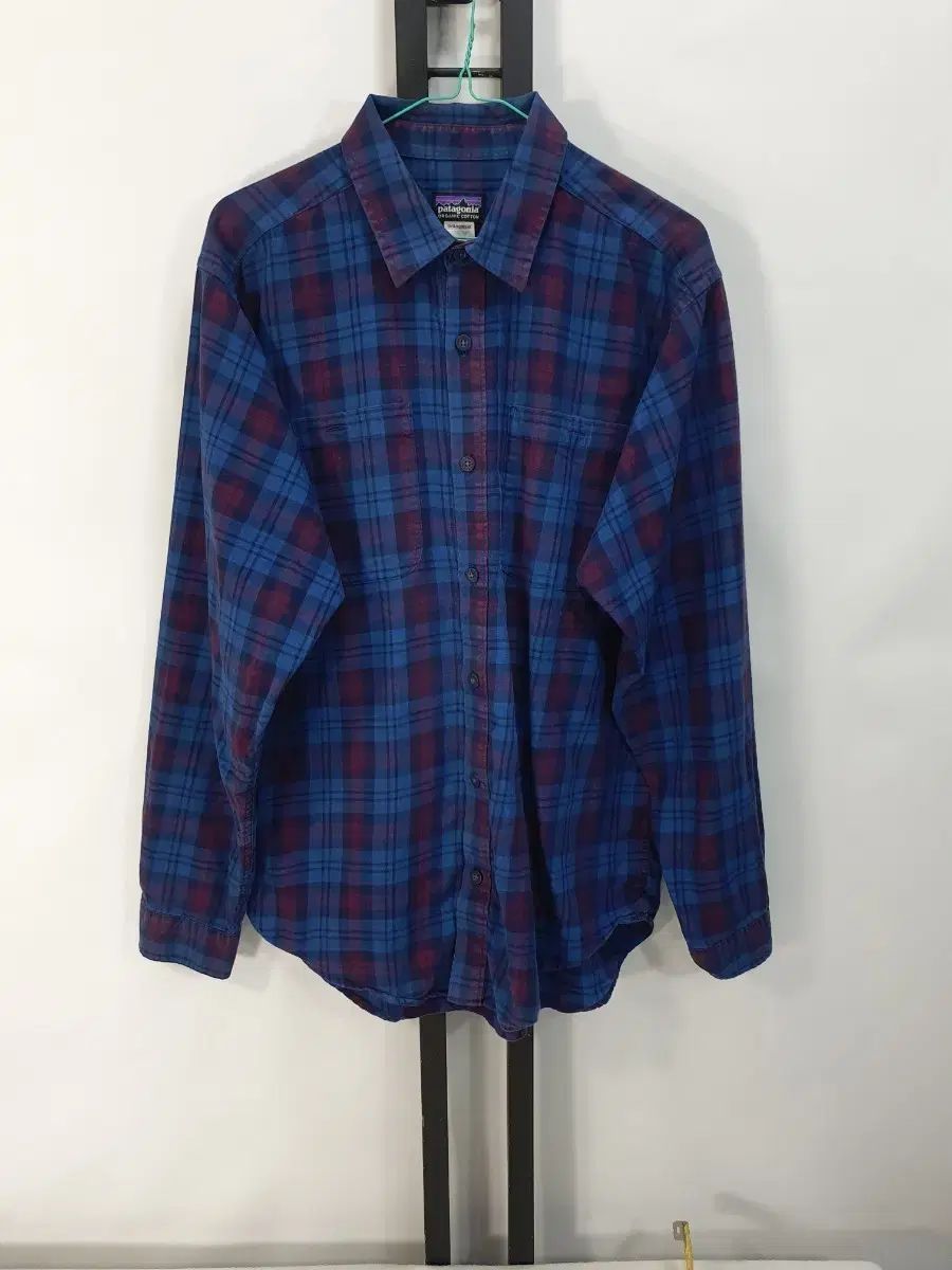 パタゴニア フランネル シャツ 長袖 シャツ オーガニックコットン CHECK ブルー m