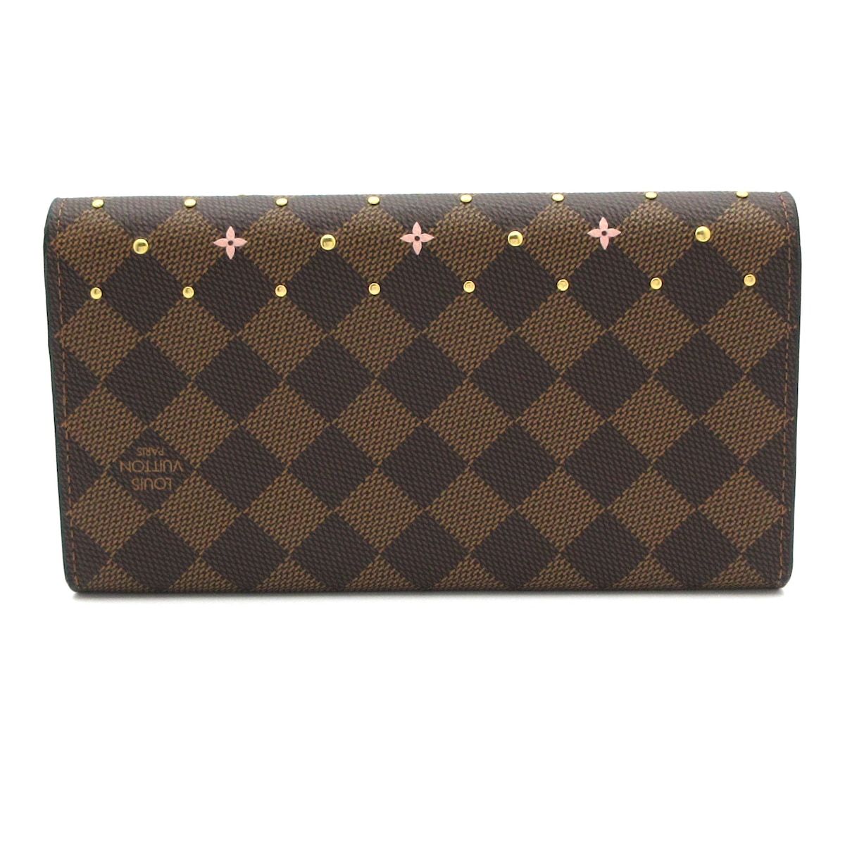 LOUIS VUITTON ルイヴィトン 長財布 ダミエスタッズ ポルトフォイユサラ N 60476 エベヌ×ピンク