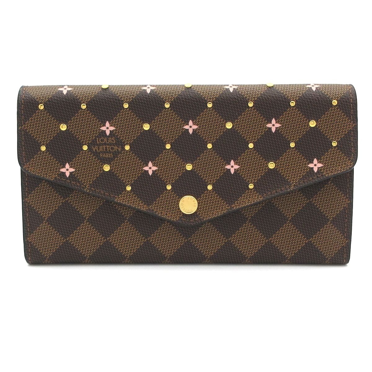 LOUIS VUITTON ルイヴィトン 長財布 ダミエスタッズ ポルトフォイユサラ N60476 エベヌ×ピンク
