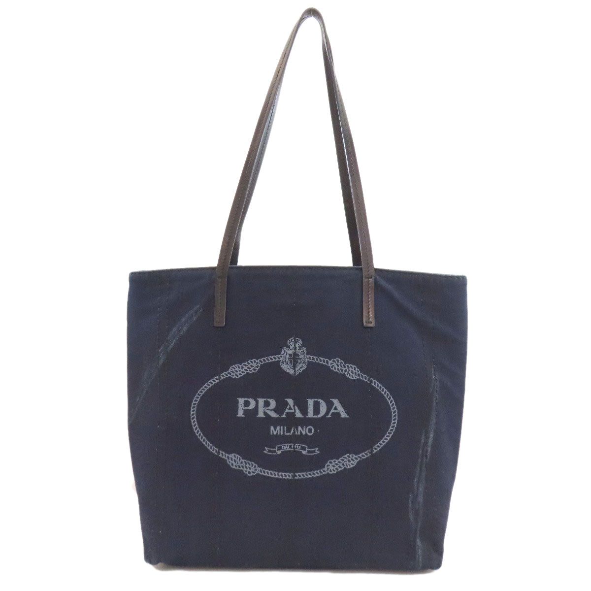 PRADA プラダ 1BG347 ロゴ トートバッグ デニム レディース