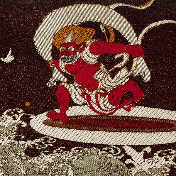 浴衣帯 半幅帯 小袋帯 細帯 リバーシブル ポリエステル 仕立て上がり 風神雷神 黒 ブラック 粋 シック レトロ 女性 レディース 10代〜50代 60代 着物 浴衣 han-r 3-sei 2