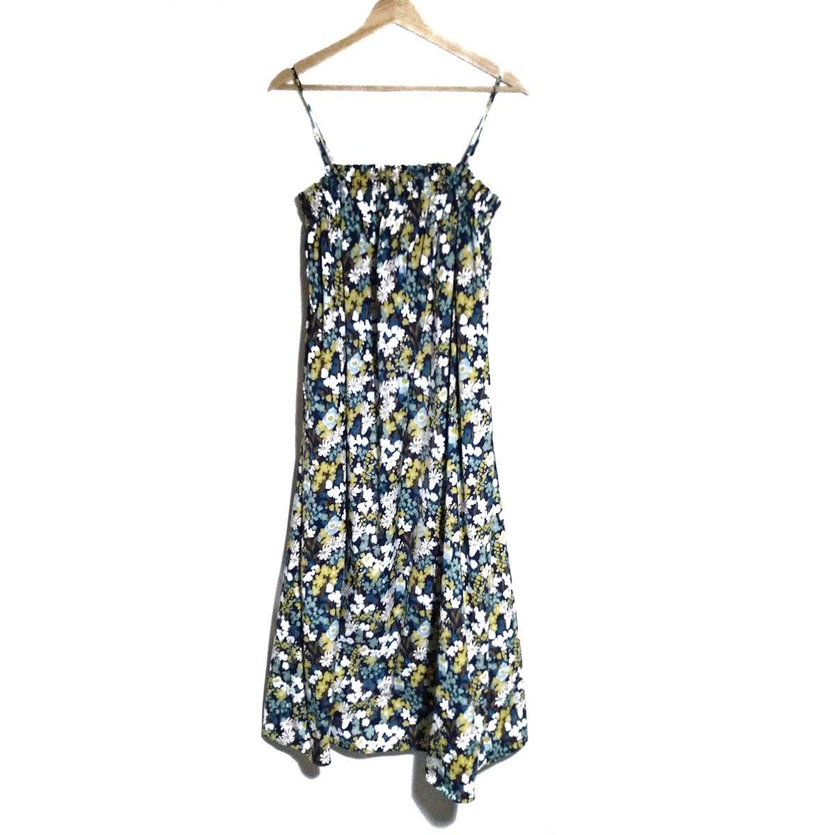 SLOBE IENA スローブイエナ ワンピース サイズF レディース - ダークネイビー×イエロー×マルチ ノースリーブ マキシ丈 花柄