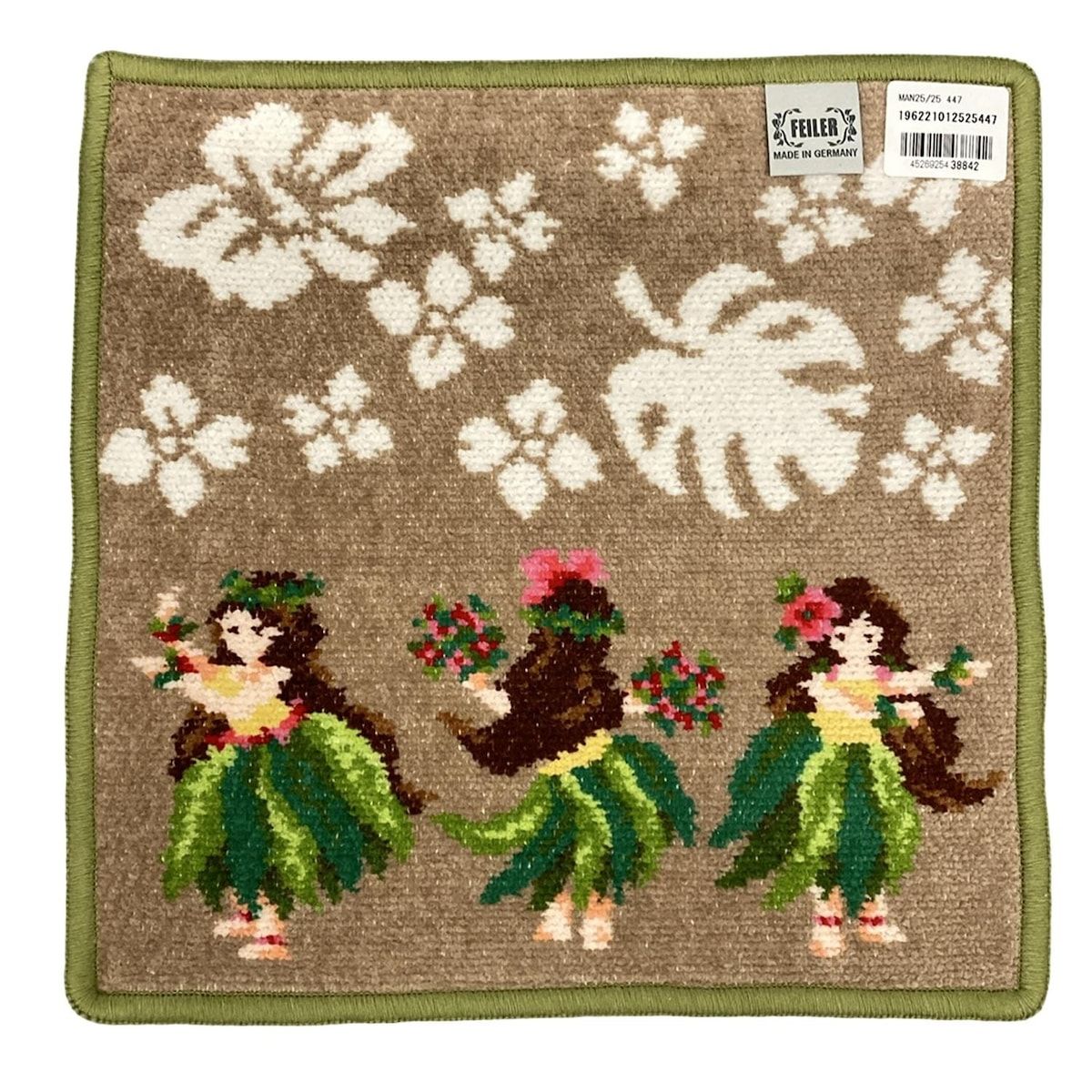 FEILER フェイラー 小物 - ベージュ×グリーン×マルチ ハンドタオル マナマナ ハッピーフラガール コットン