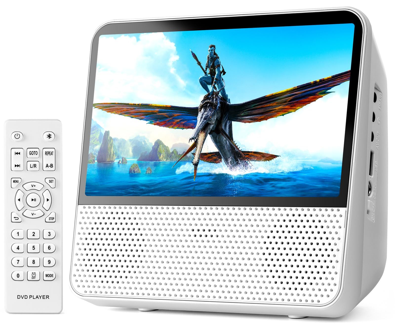 ポータブルDVDプレーヤー 9.8型 ROADOM 7インチ 卓上置き式 1024 600 dvdプレーヤー 大画面 5時間連続再生 Bluetooth受信 送信両対応 CD USB対応 AV入出力 クロック アラーム TV同期 軽量 自宅