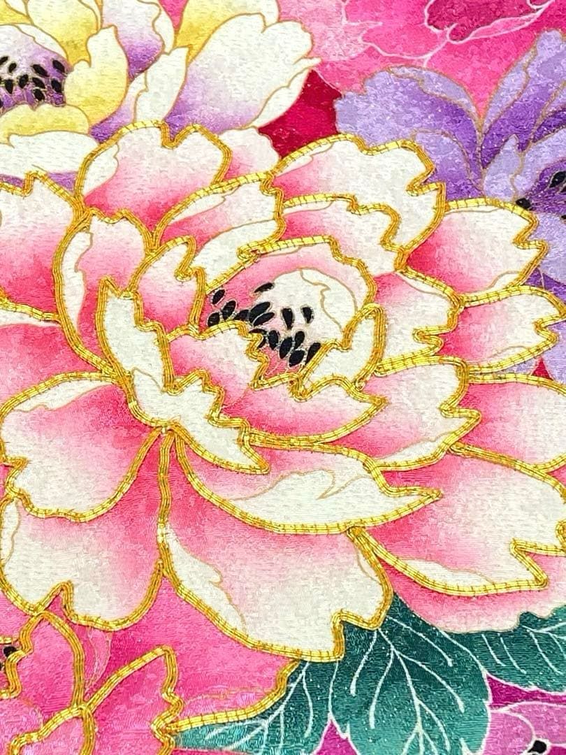 振袖 銀通し 金駒 金彩 紋意匠 牡丹 身丈166cm 撥水加工済 MO3170