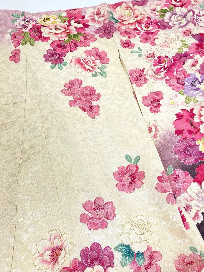  振袖 銀通し 金駒 金彩 紋意匠 牡丹 身丈166 cm 撥水加工済 MO 3170 振袖 着物