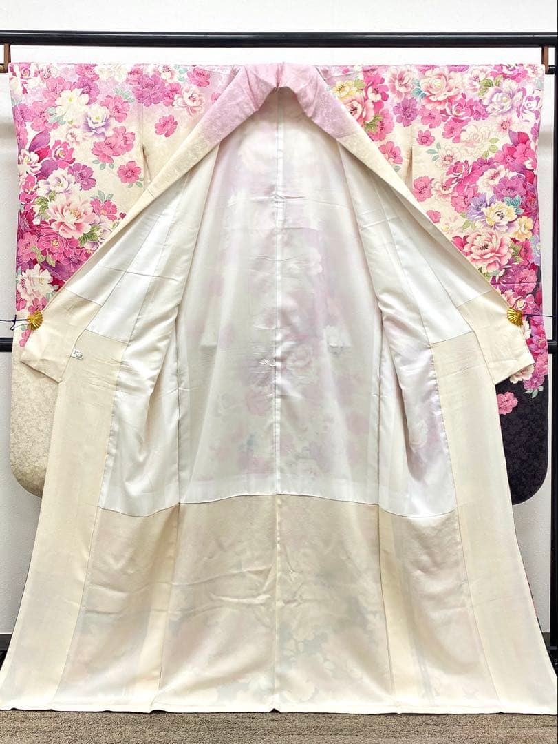 振袖 銀通し 金駒 金彩 紋意匠 牡丹 身丈166cm 撥水加工済 MO3170