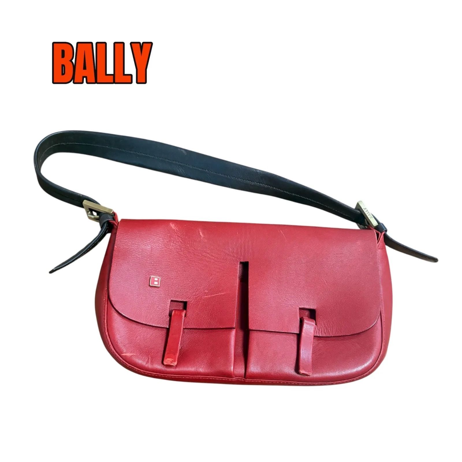 バリー ショルダーバッグ レザー イタリア製 レッド ワンショルダー