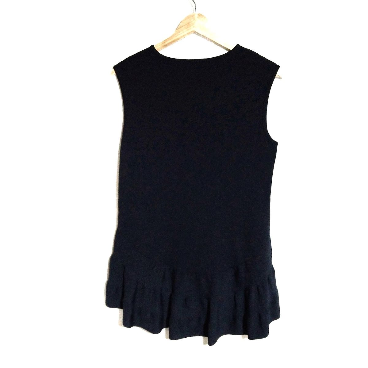 Rene ルネ チュニック サイズ36 S レディース - ダークネイビー×アイボリー クルーネック ノースリーブ ニット パール