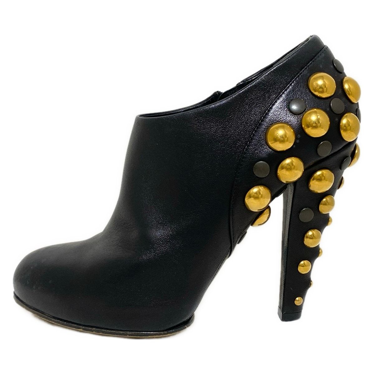 GUCCI グッチ ブーティ 37 レディース - 208394 黒 スタッズ アウトソール張替済 レザー