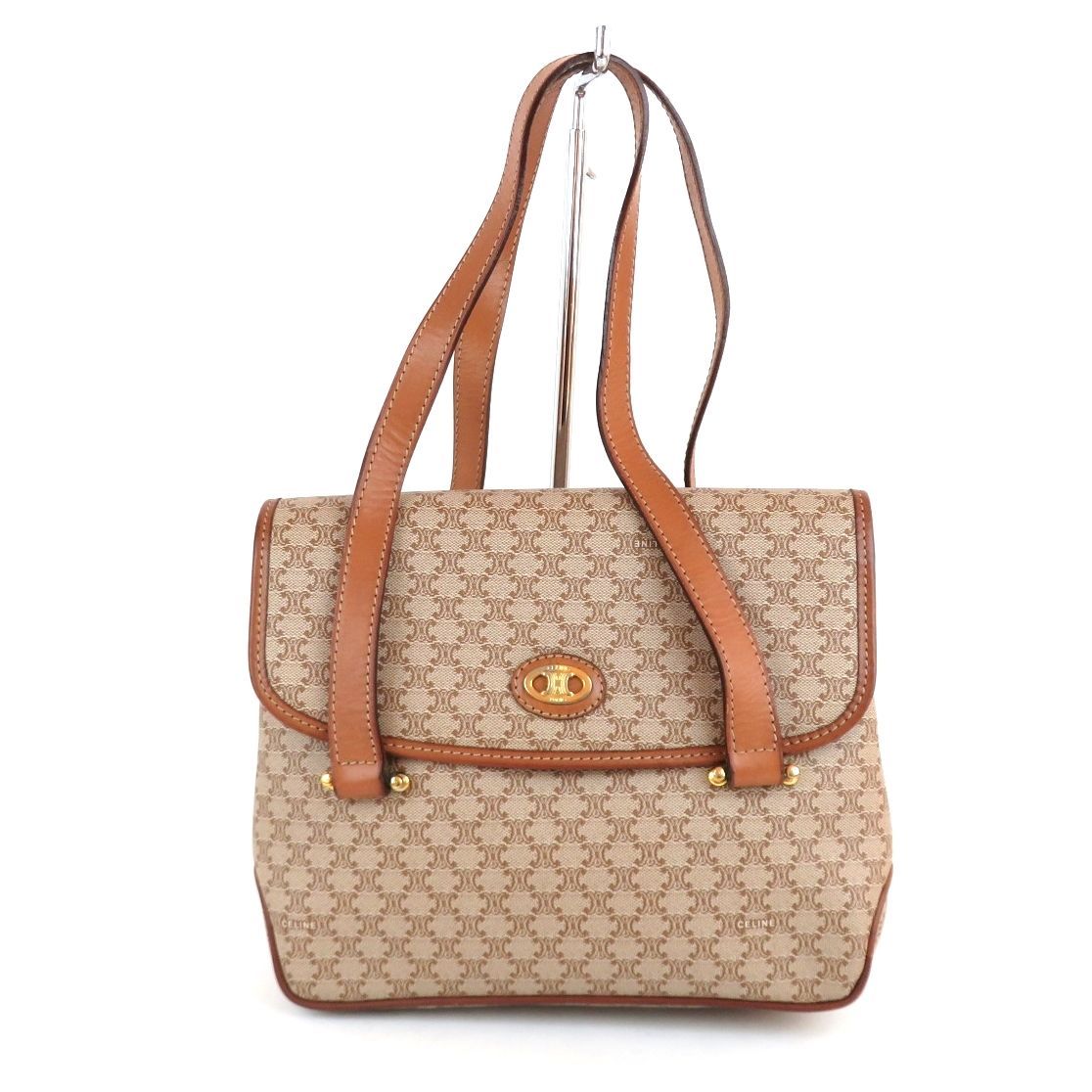 美品　セリーヌ　オールドセリーヌ　マカダム　レザー　バンドバッグ CELINE セリーヌ マカダム PVCxレザー ハンドバッグ ブラウン