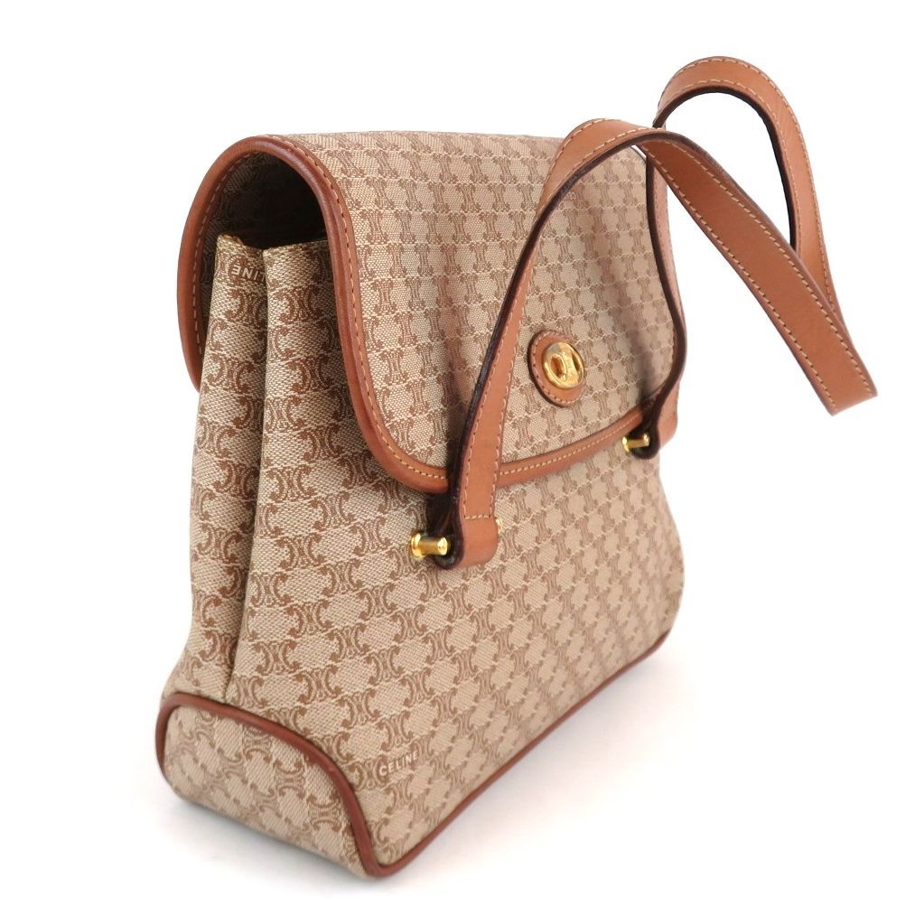 CELINE セリーヌ マカダム PVCxレザー ハンドバッグ ブラウン