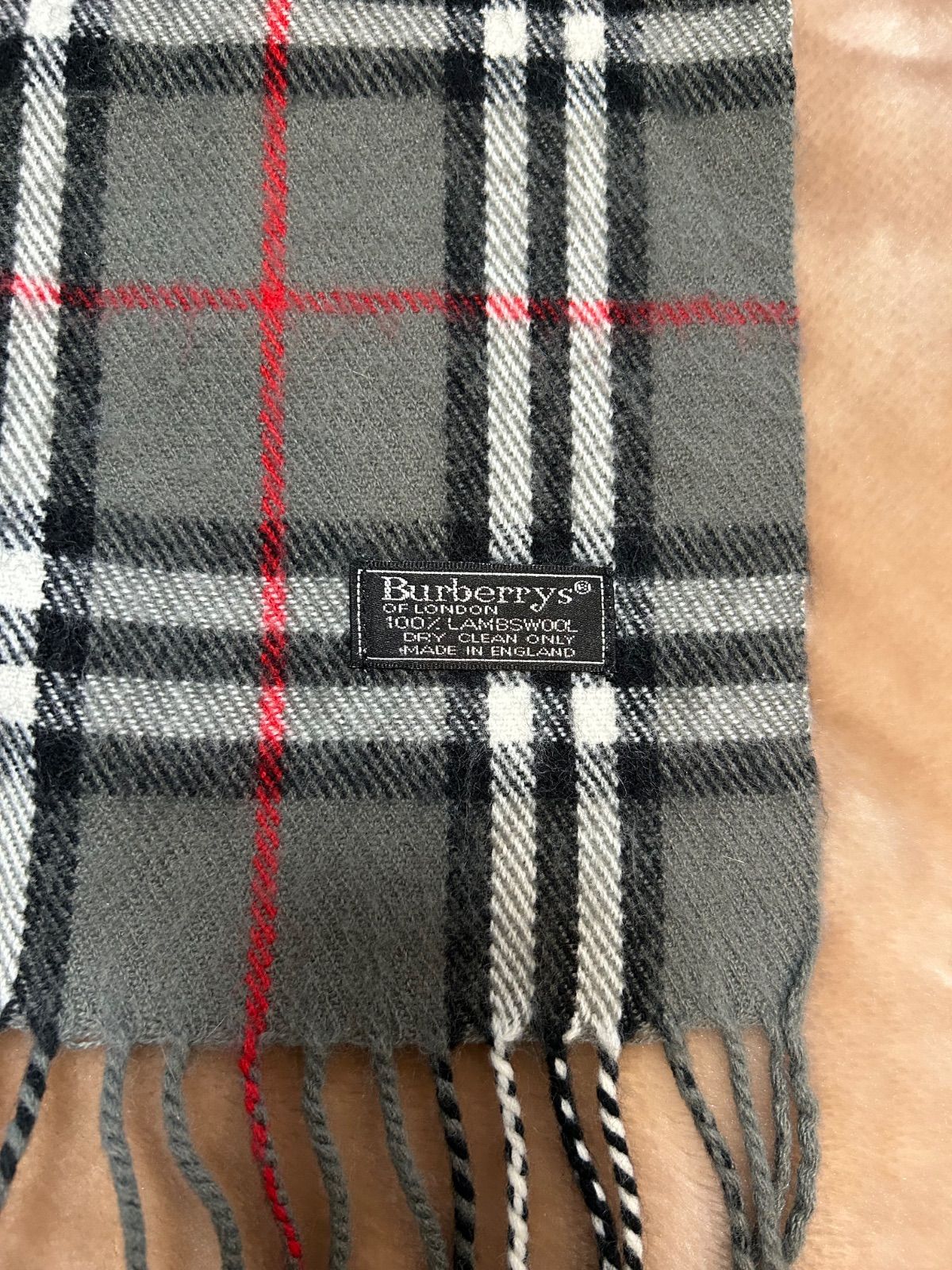England 未使用 BURBERRY バーバリー マフラー グレー ウール BURBERRY