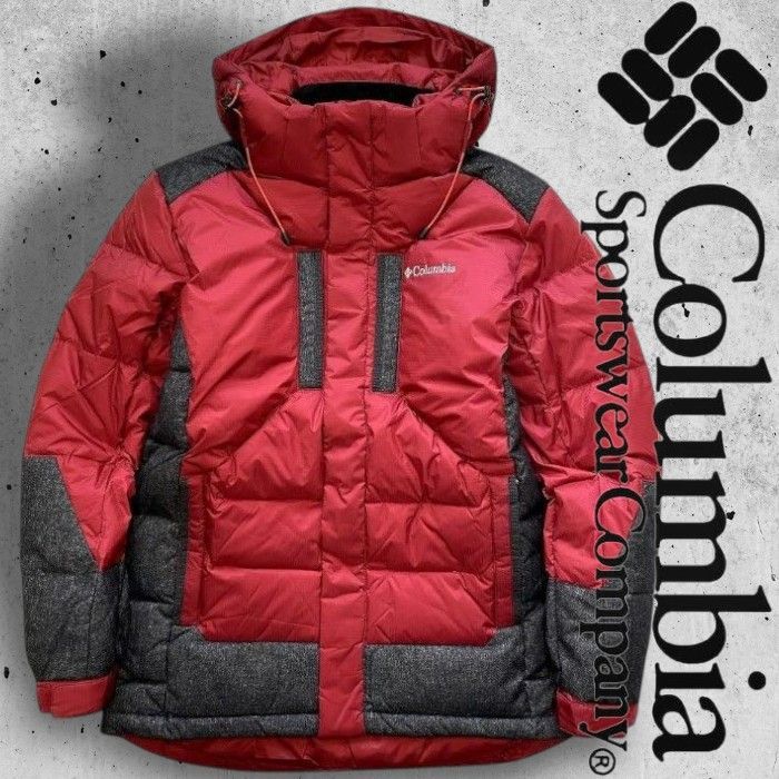 Columbia Sportswear コロンビア スポーツウェア アウトドアウェア リップストップナイロン フーデッド ダウンジャケット ダウンコート CU3YMG002 レッド×メランジダークグレー 100 L 030 50828m03