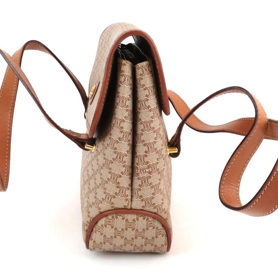 美品　セリーヌ　オールドセリーヌ　マカダム　レザー　バンドバッグ CELINE セリーヌ マカダム PVCxレザー ハンドバッグ ブラウン